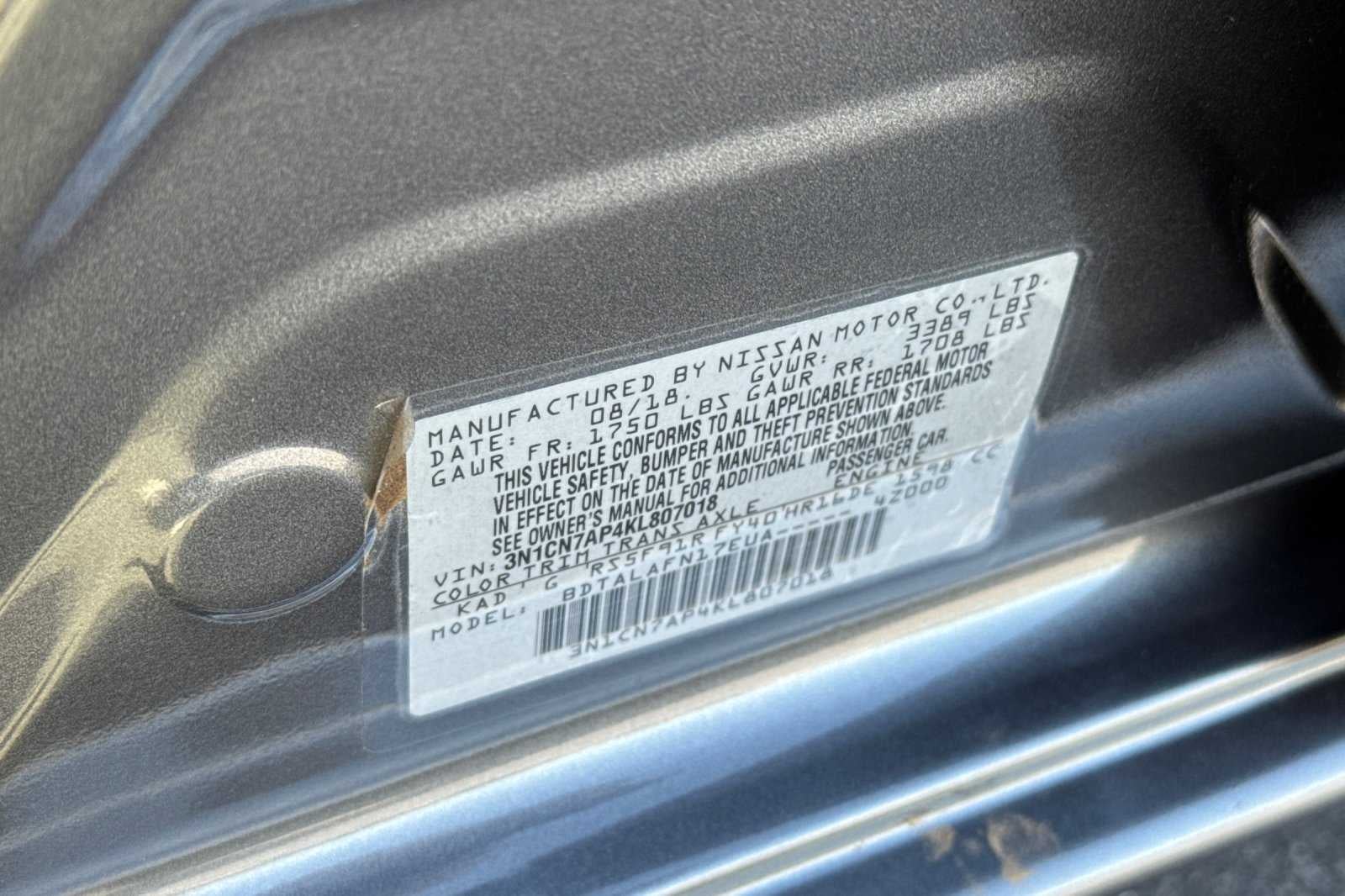 2019 Nissan Versa 1.6 S