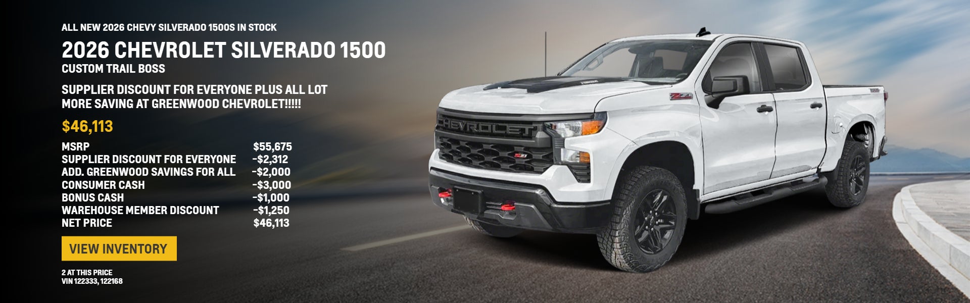 New 2026 Chevrolet Silverado 1500 Custom Trail Boss